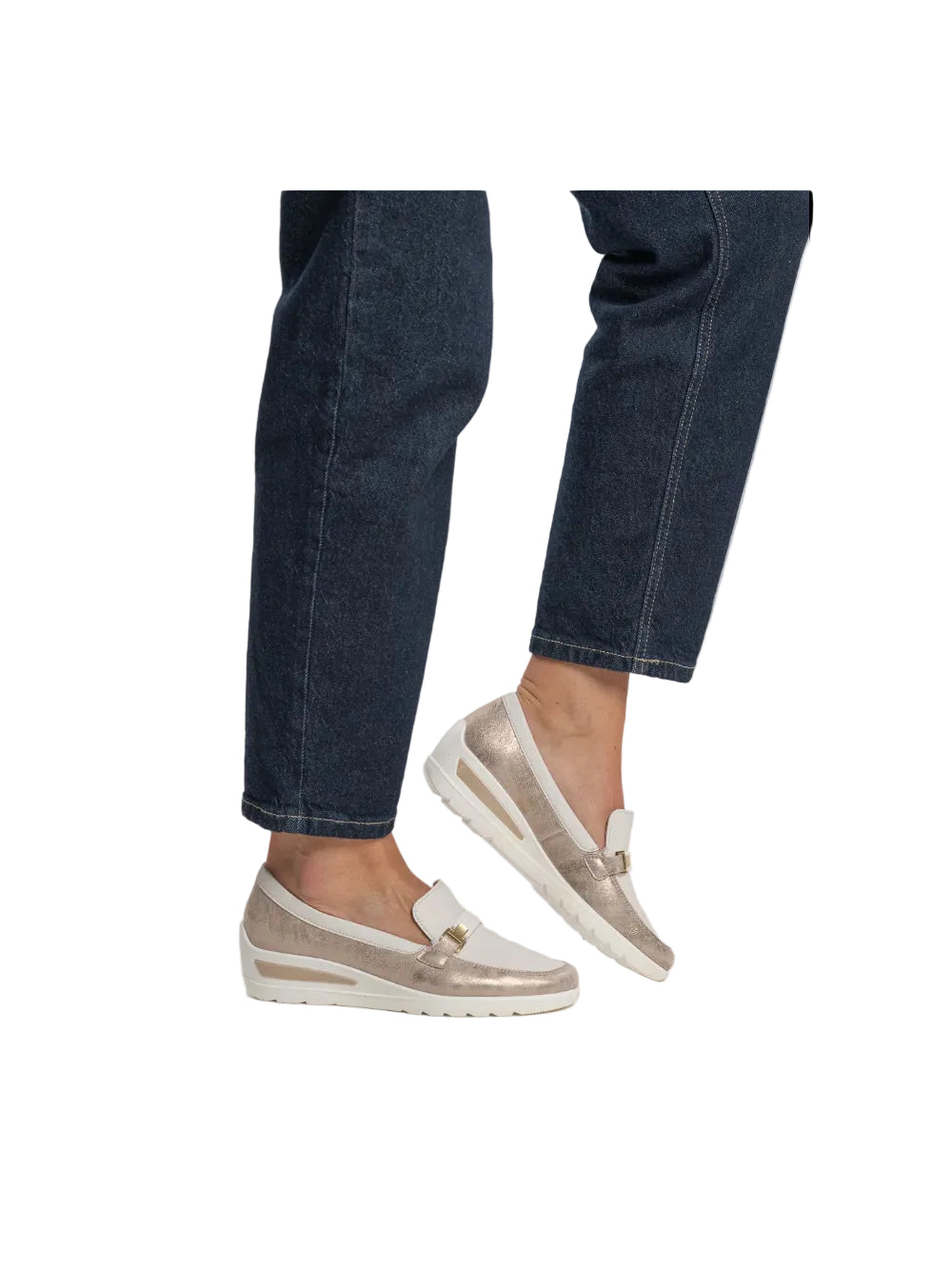 Mocassino in pelle zeppa 5 cm.