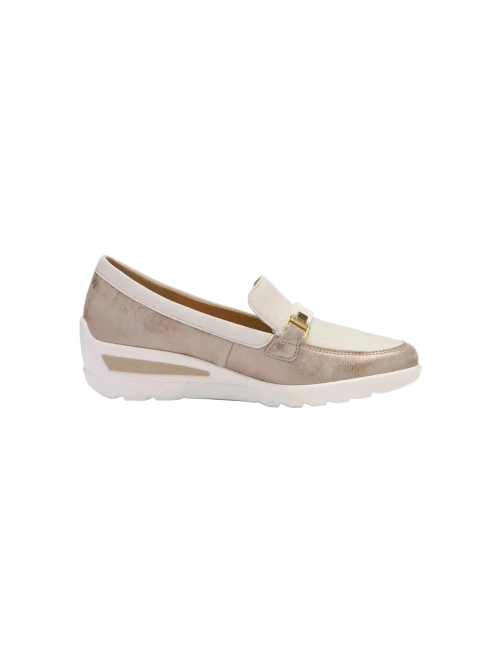 Mocassino in pelle zeppa 5 cm.