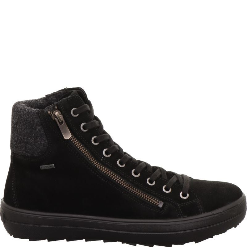 Polacchino con lacci e zip in tacco 2,5 cm.