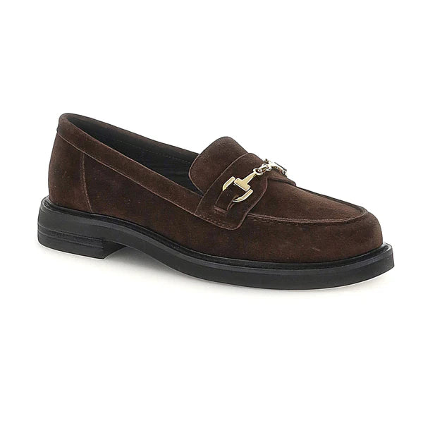 Mocassino in camoscio con morsetto tacco 2,5 cm