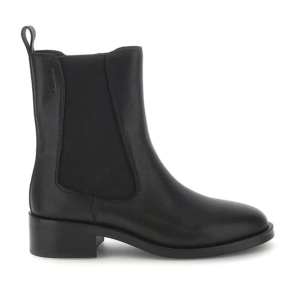 Polacchino zip in pelle tacco 3,5 cm.