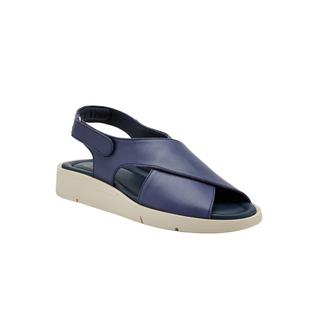 Sandalo ad incrocio pelle zeppetta tacco 3 cm.