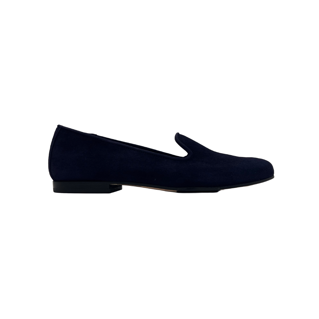 Slip-on in camoscio tacco 1 cm.
