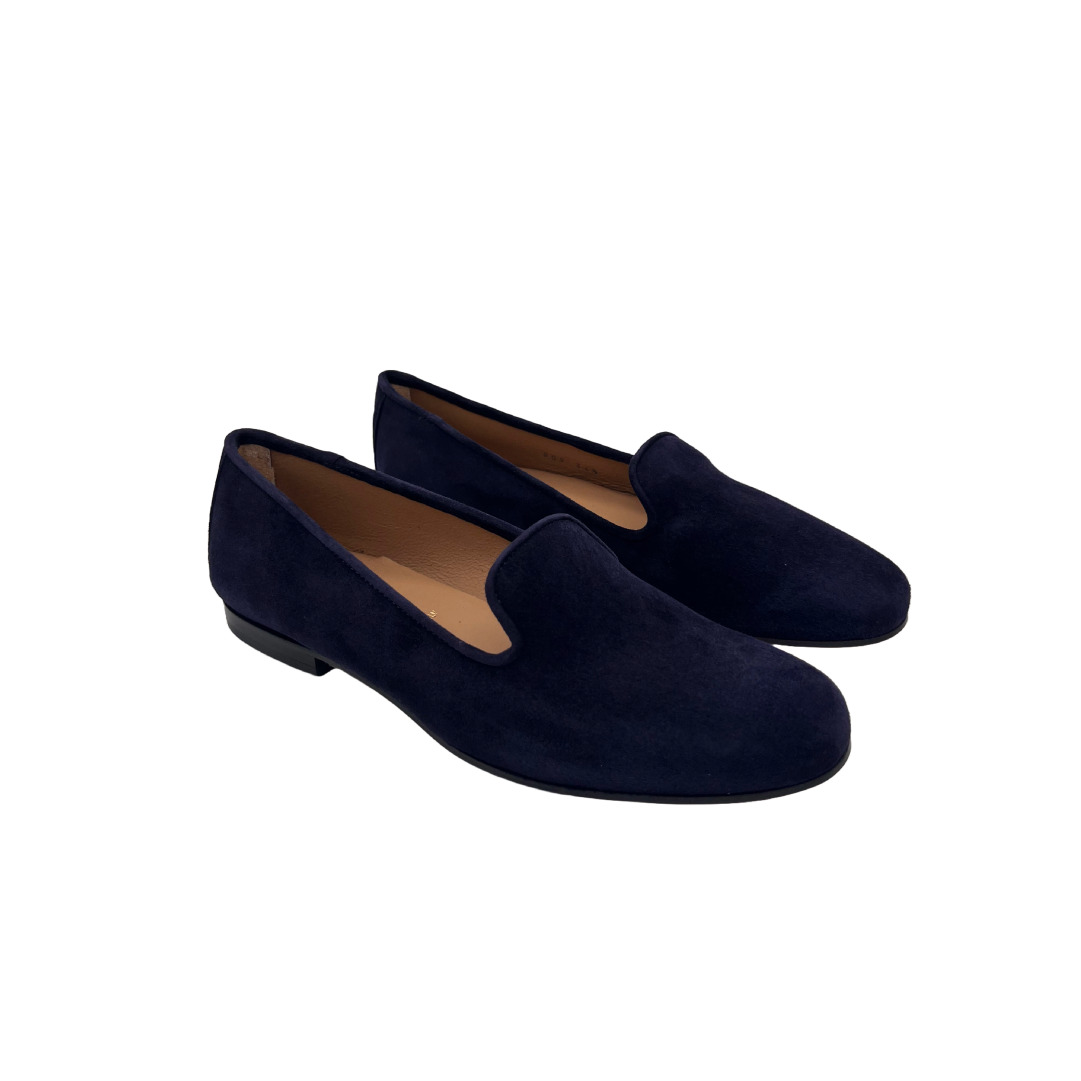 Slip-on in camoscio tacco 1 cm.