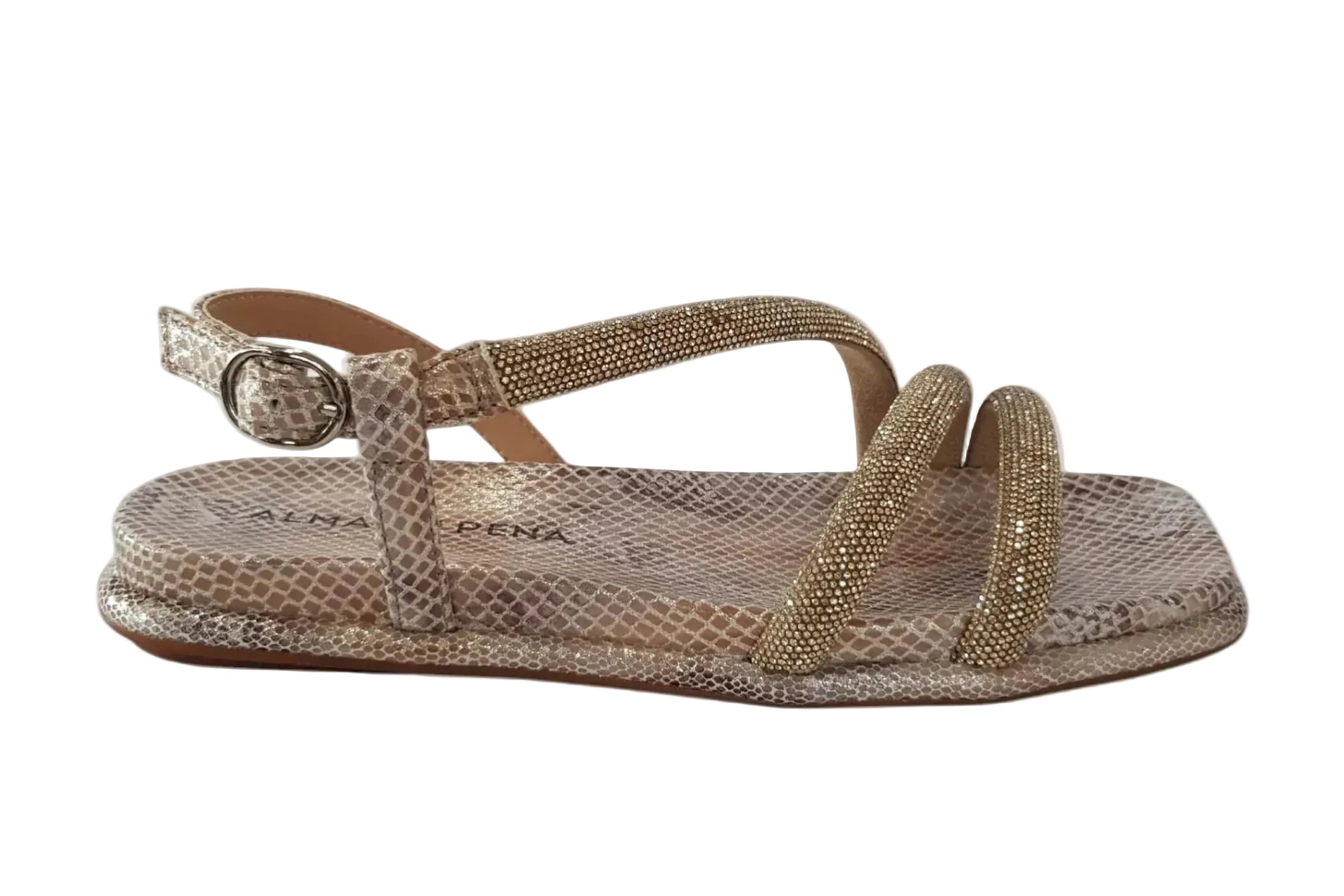 Sandalo due listini strass tacco 2 cm.