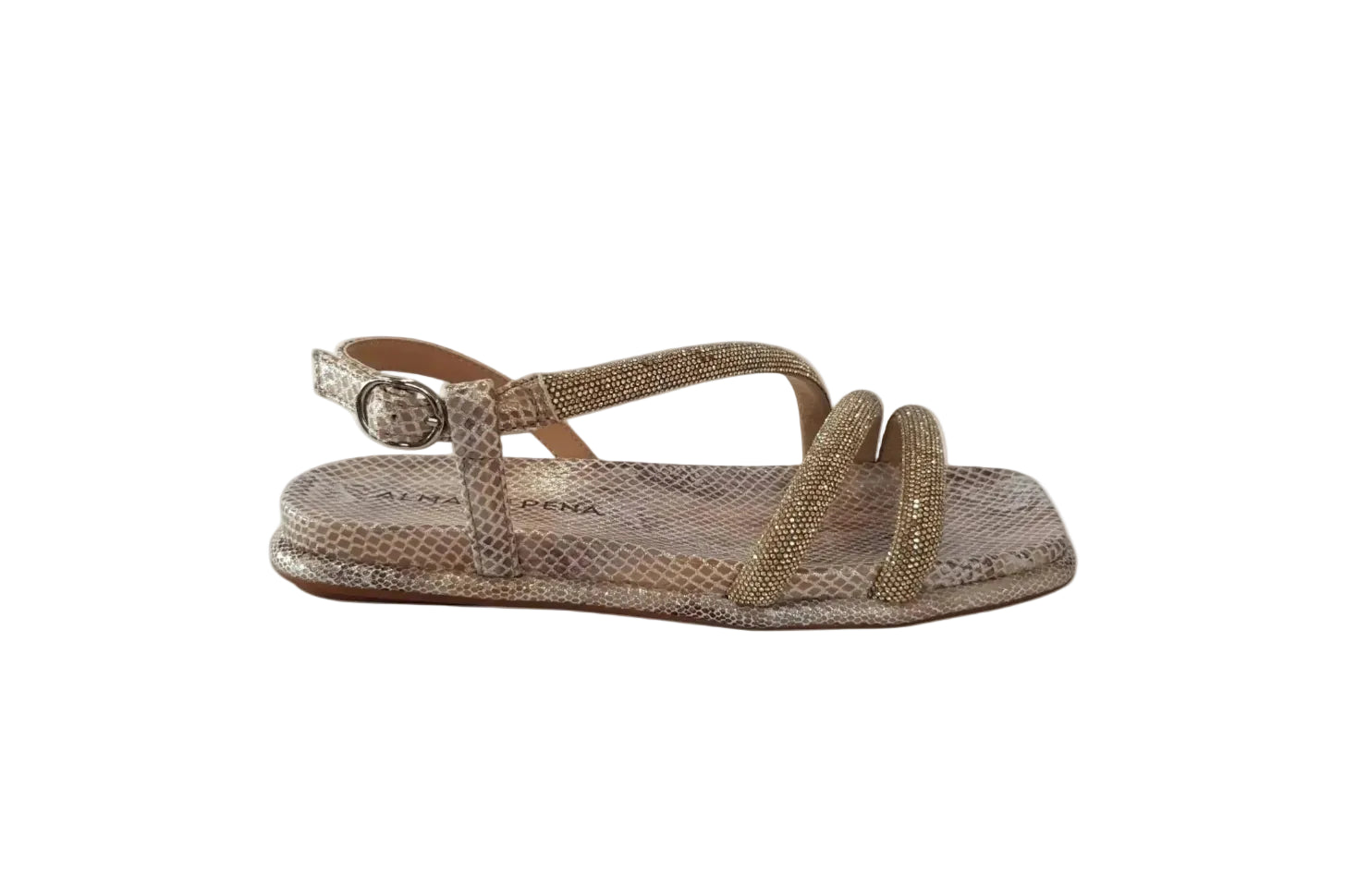 Sandalo due listini strass tacco 2 cm.