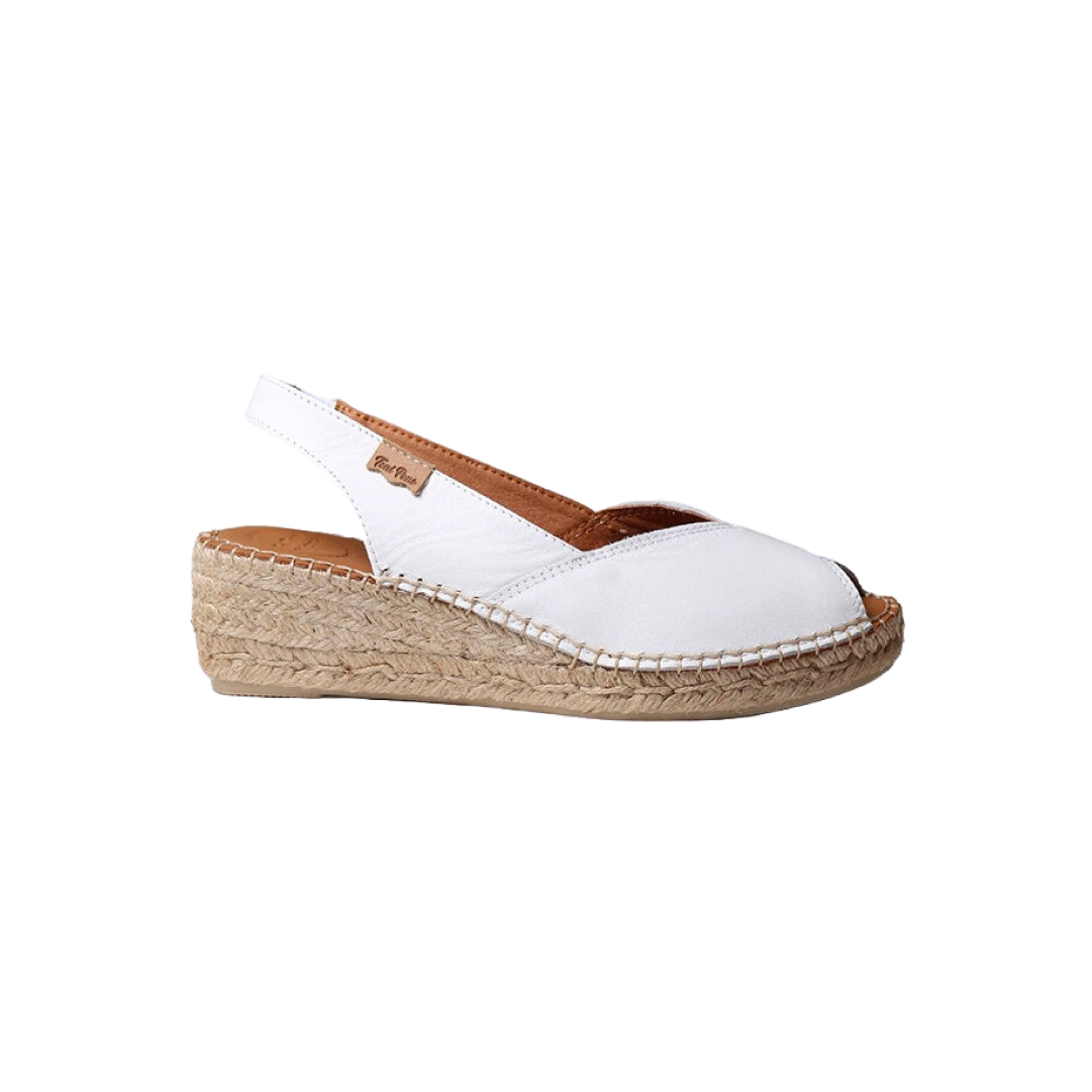 Sandalo in pelle con zeppa in corda 5 cm.