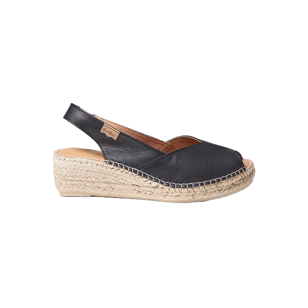 Sandalo in pelle con zeppa in corda 5 cm.