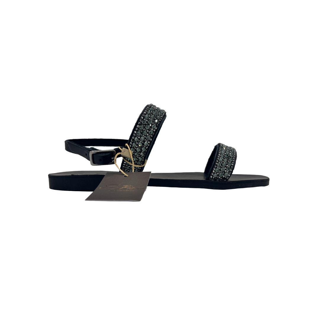 Sandalo due listini strass tacco 1 cm.