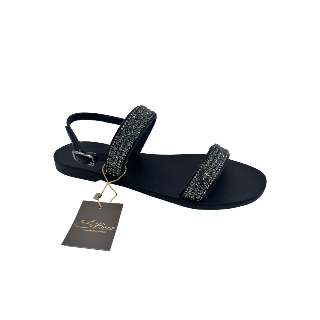 Sandalo due listini strass tacco 1 cm.