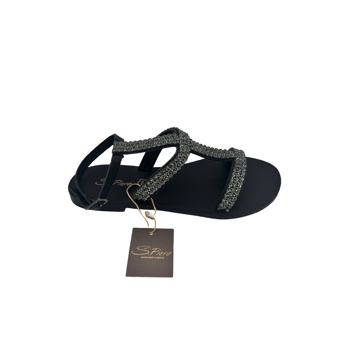 Sandalo listini strass tacco 1 cm.