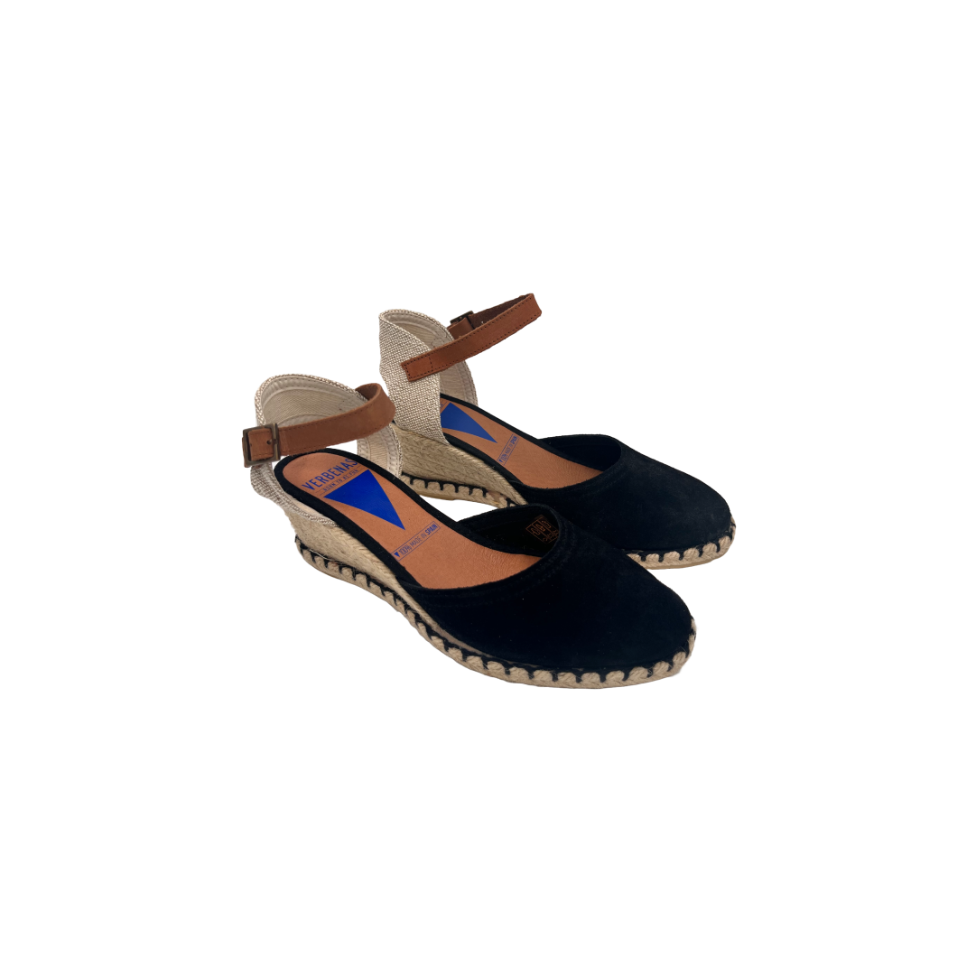 Campesina in camoscio zeppa 5,5 cm.