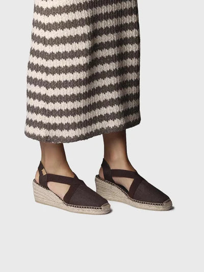 Espadrillas in tessuto zeppa 6 cm.