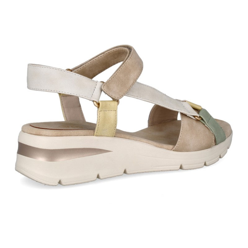 Sandalo regolabile in pelle cuoio zeppa 4 cm.