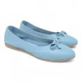 Decolletè ballerina in pelle tacco 1 cm.