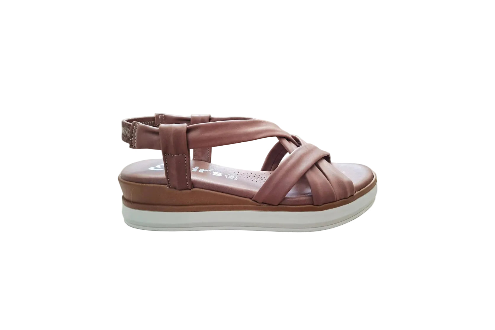 Sandalo in pelle zeppa 5 cm.