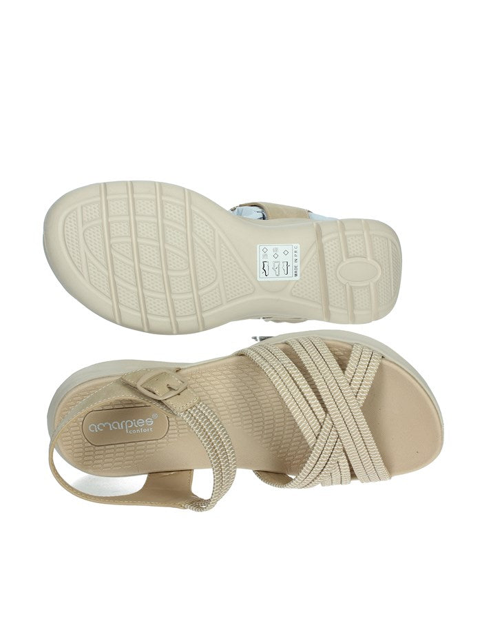Sandalo regolabile in tessuto elasticizzato zeppa 4 cm.