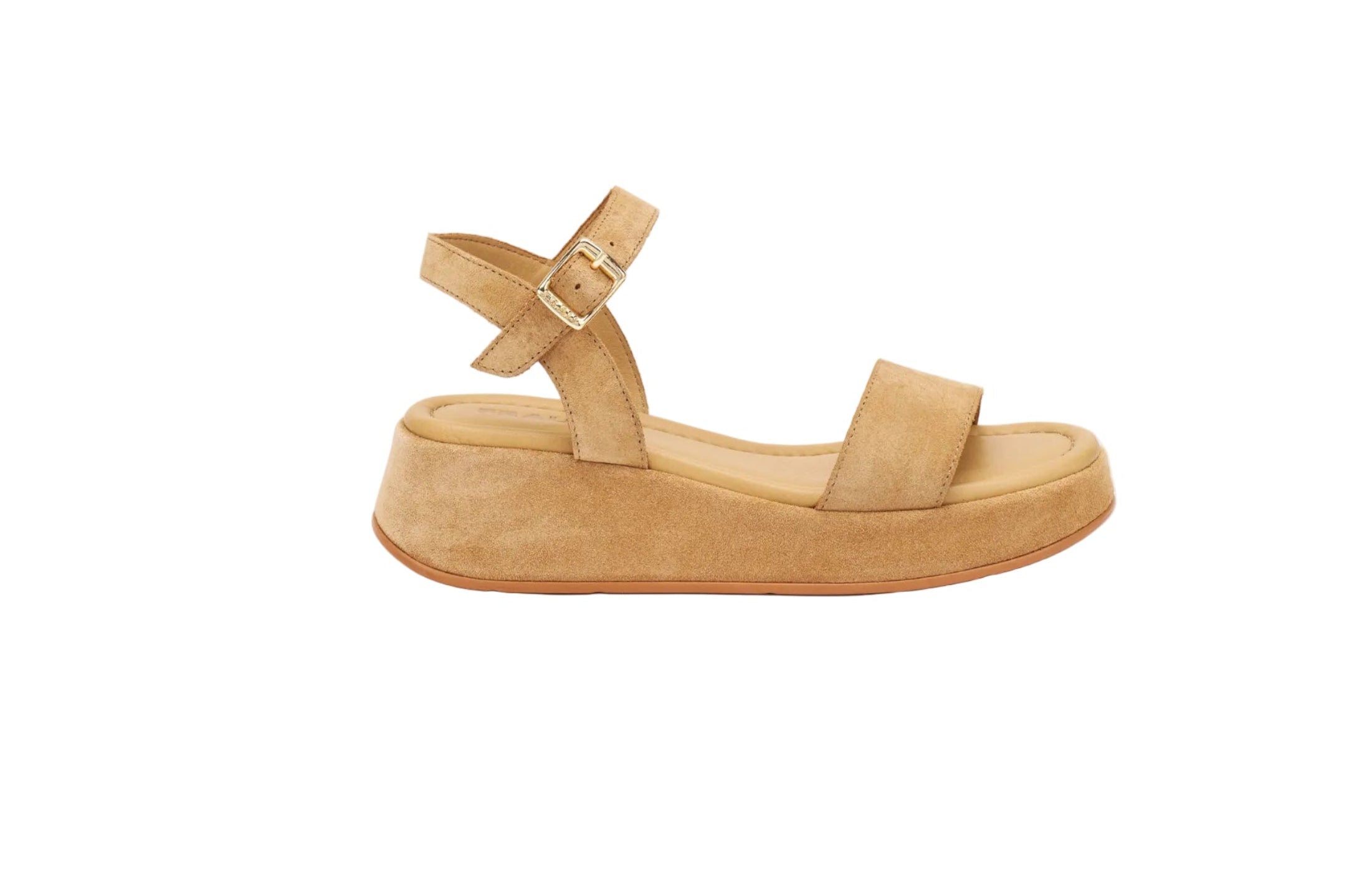 Sandalo in camoscio zeppa 4 cm.