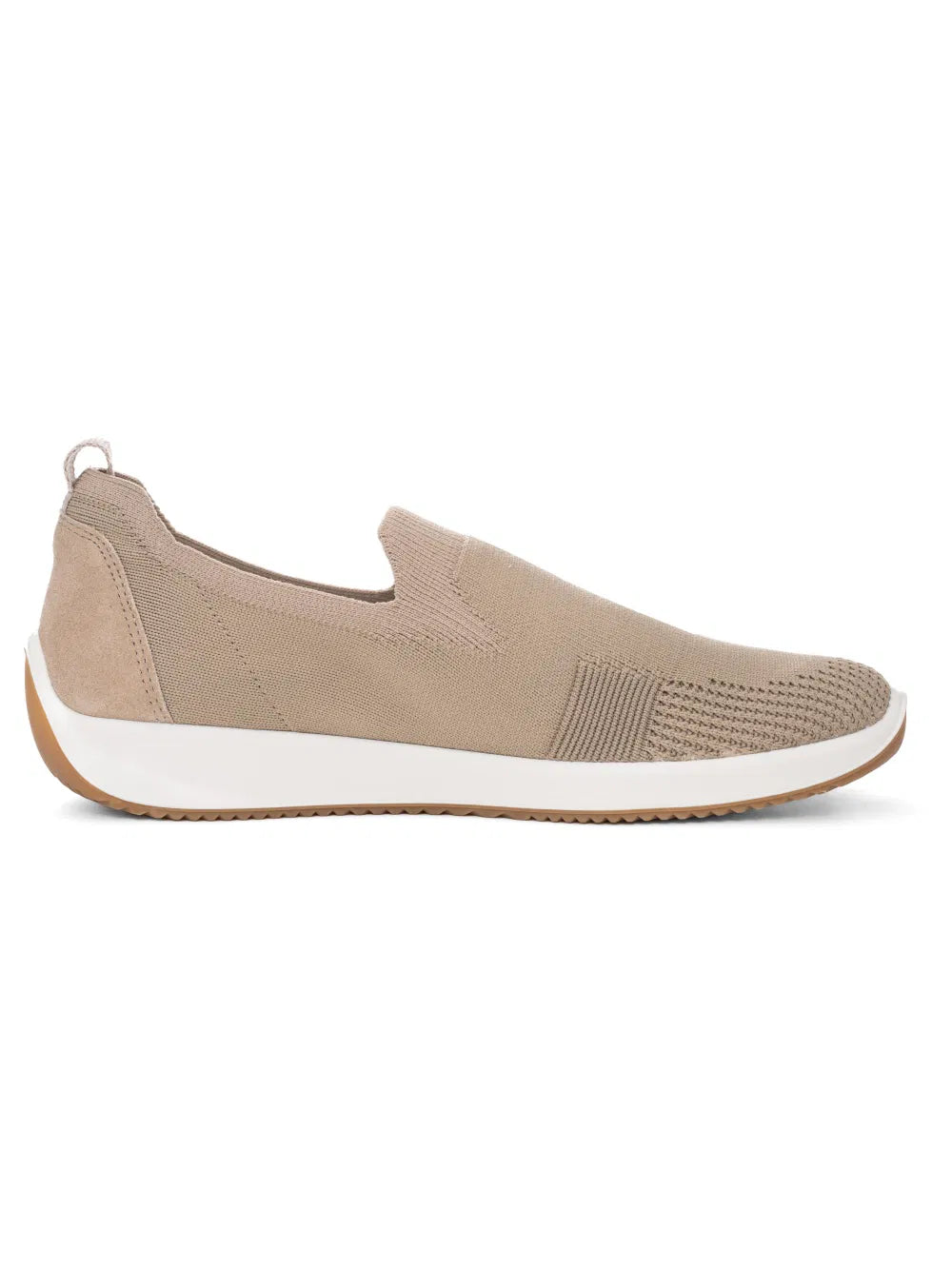 Slip-on in tessuto e pelle  tacco 3,5 cm.