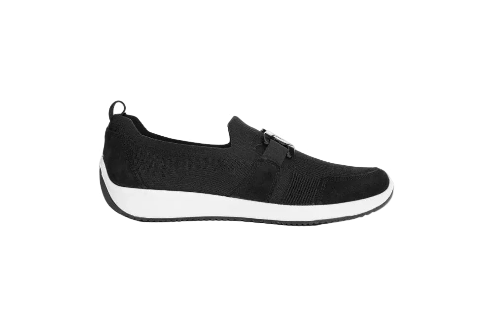 Slip-on in tessuto e pelle  tacco 3,5 cm.
