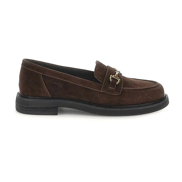 Mocassino in camoscio con morsetto tacco 2,5 cm