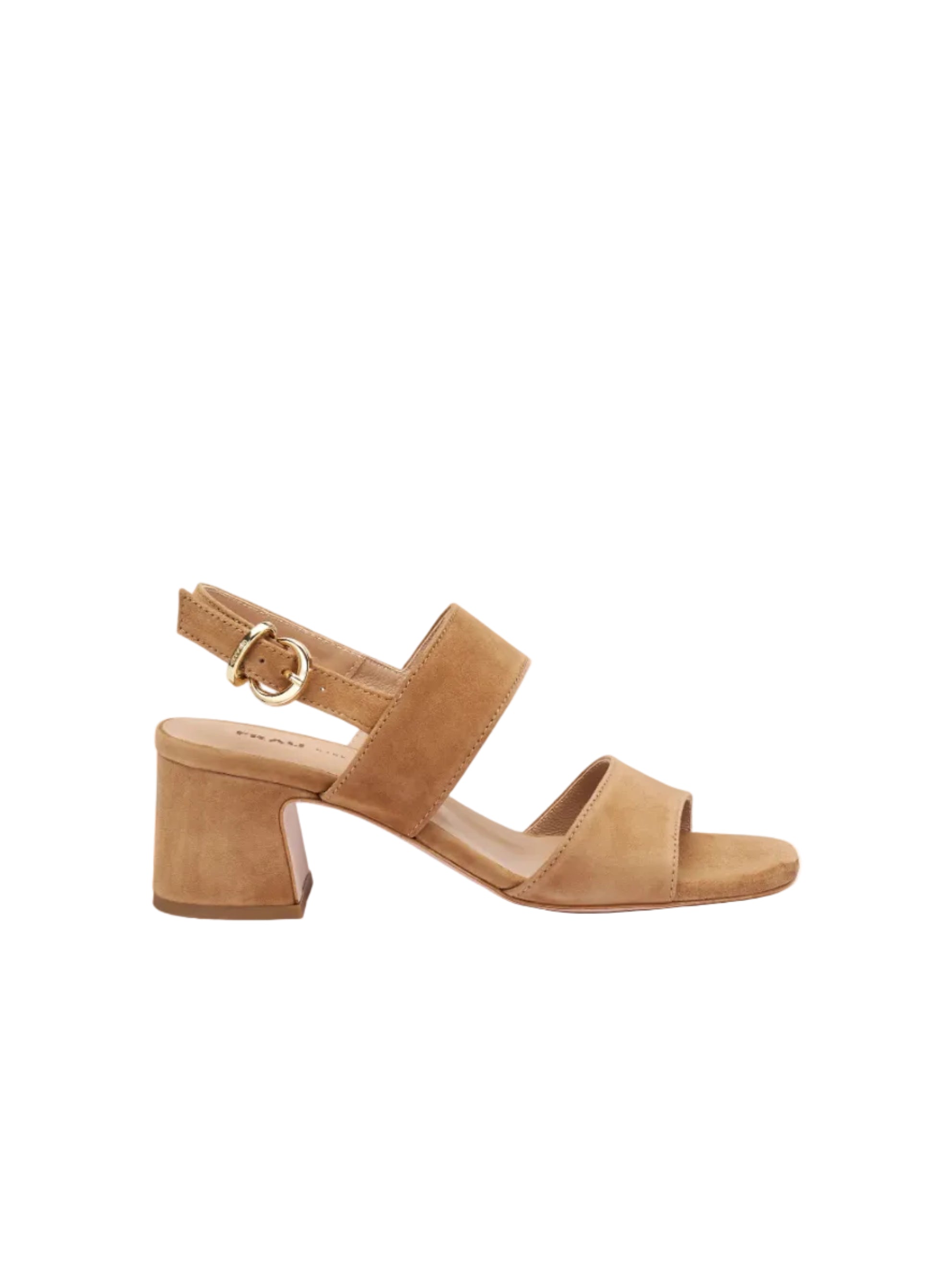 Sandalo a liste in camoscio tacco 5 cm.