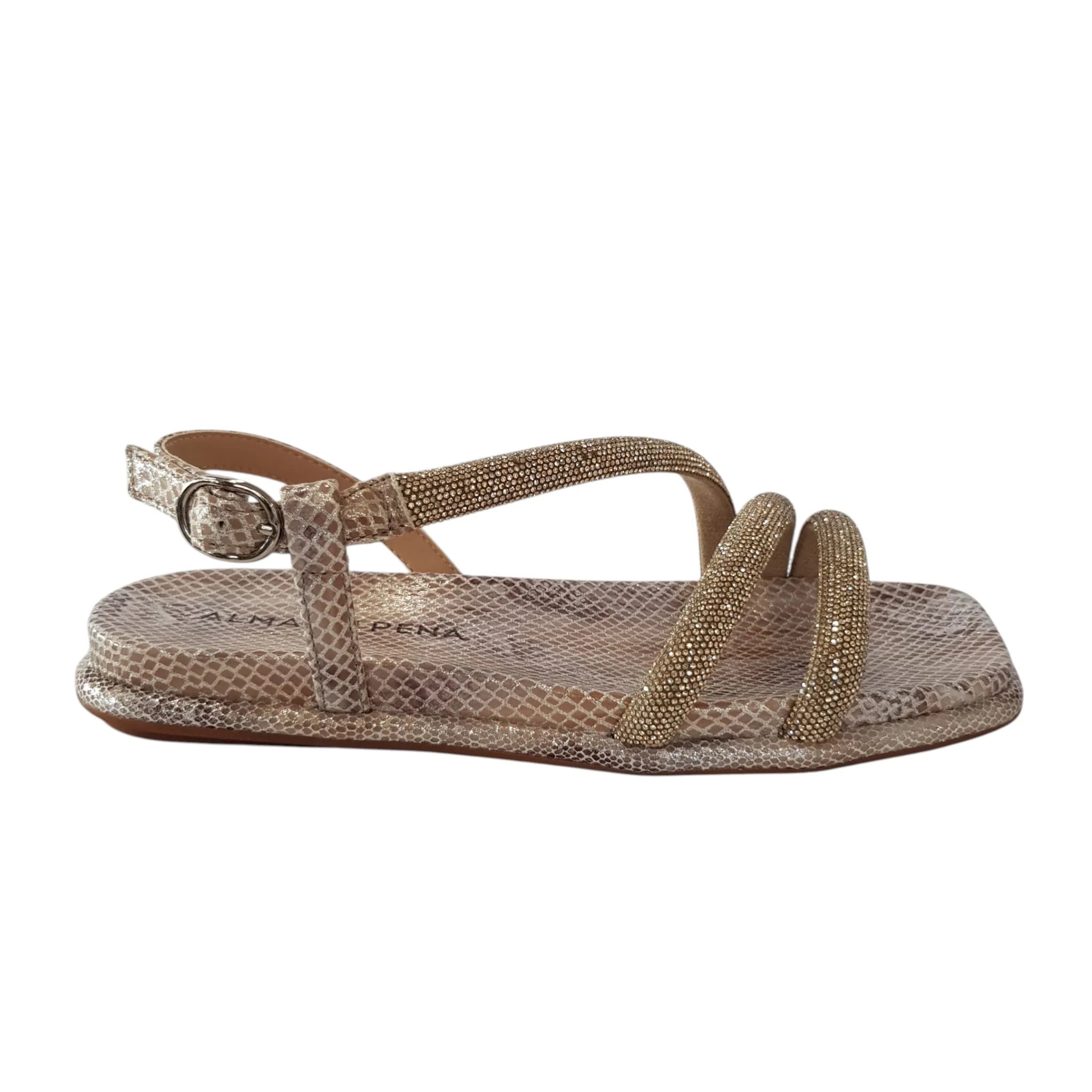 Sandalo due listini strass tacco 2 cm.