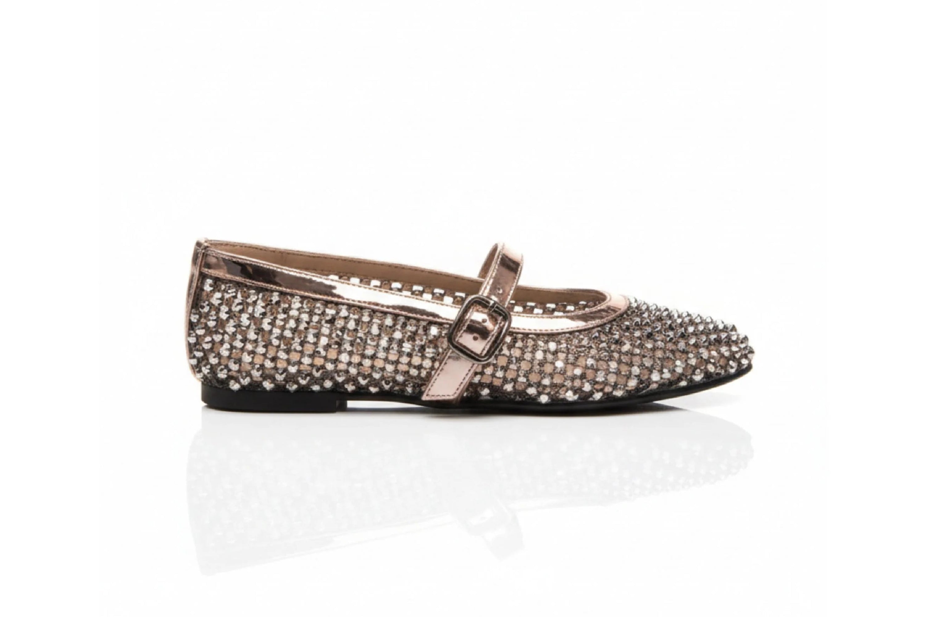 Ballerina in strass con cinturino tacco 1 cm