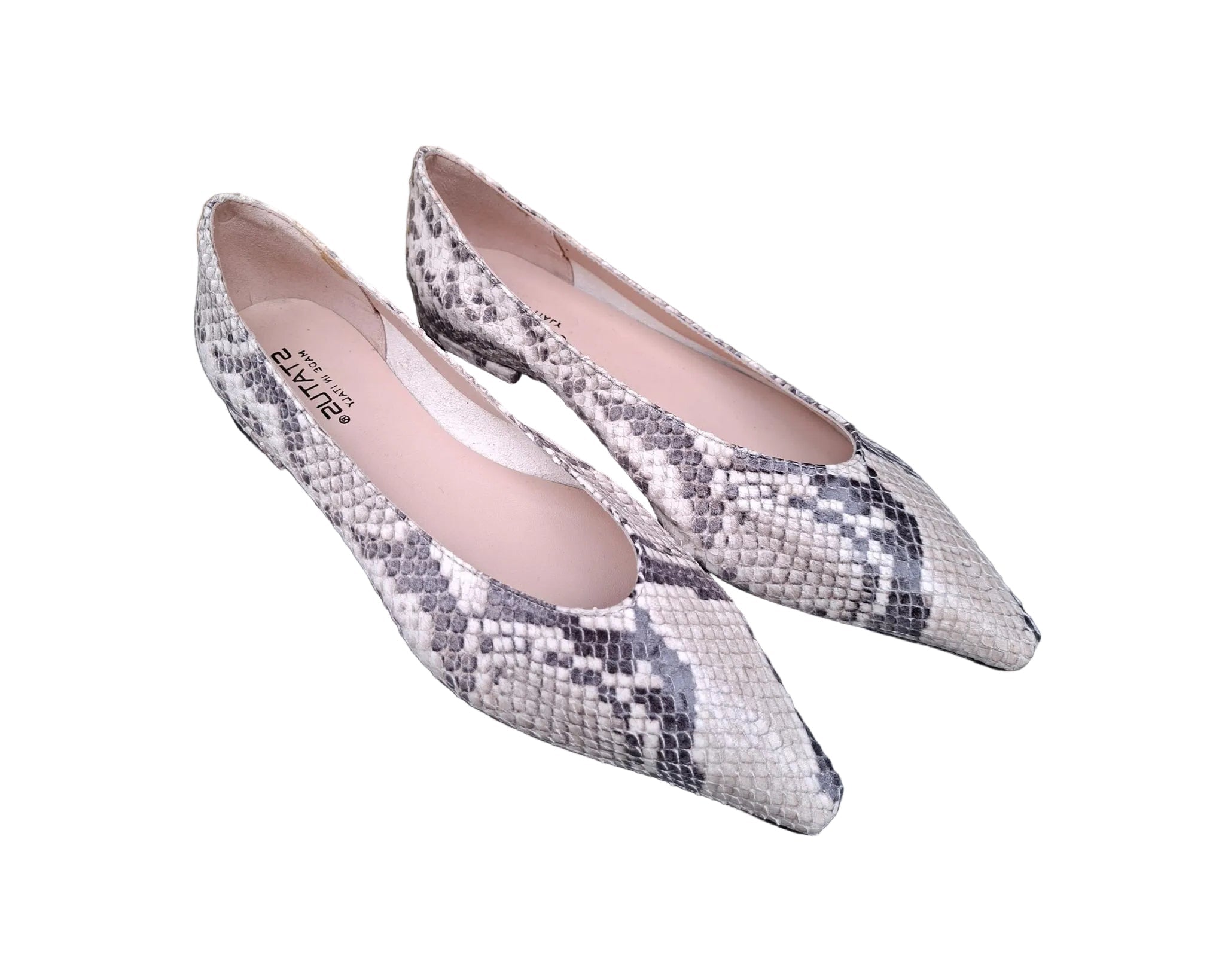 Décolleté slanciato in pelle  stampata rettile tacco 1,5 cm. (Copia)